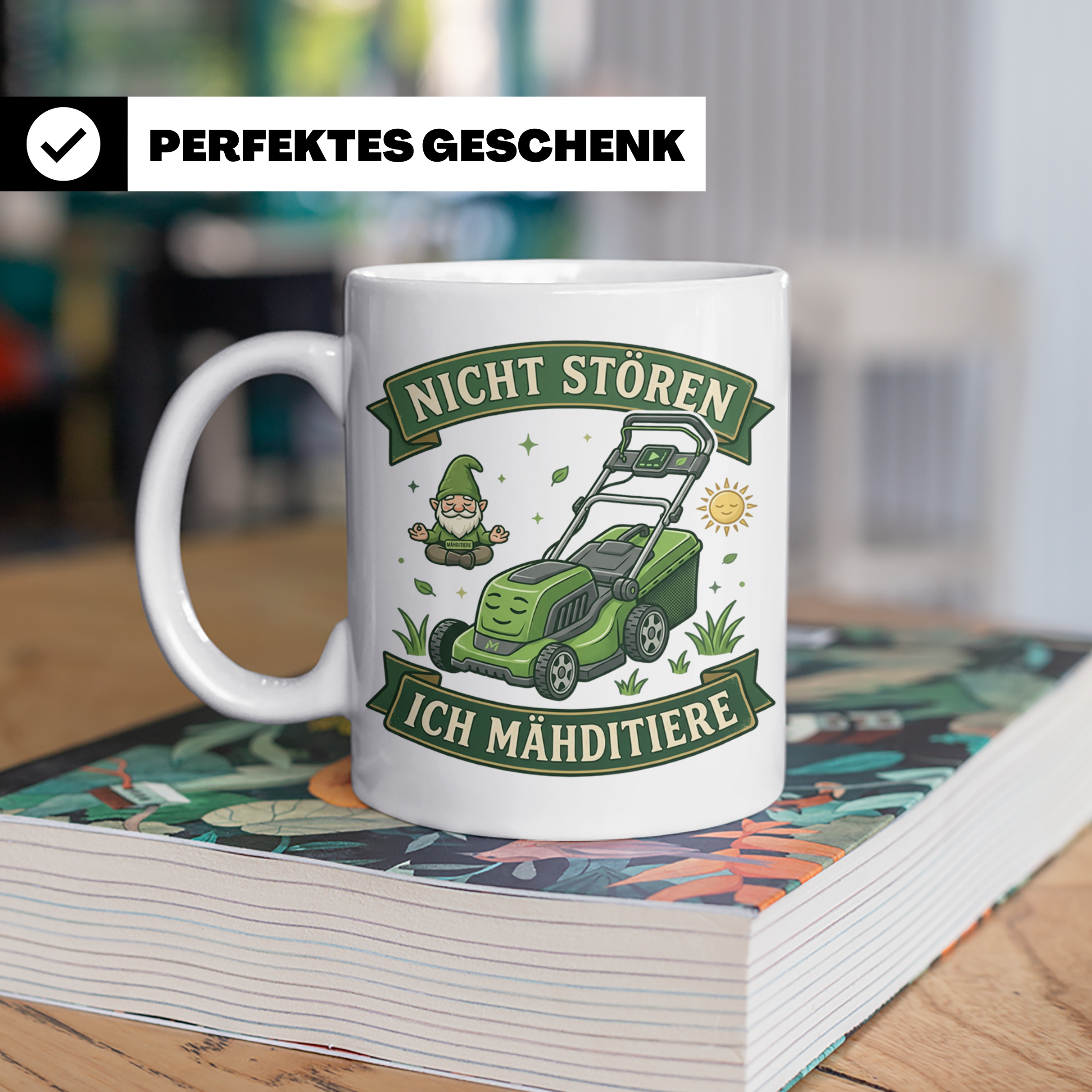 Ich Mähditiere Tasse lustig für Gärtner & Männer | Rasenmähe – Weiß [farbe:weiß]