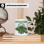 Rasen Inspektor Tasse mit Spruch für Gärtner & Rasenpapst. L – Weiß [farbe:weiß]