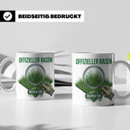 Rasen Inspektor Tasse mit Spruch für Gärtner & Rasenpapst. L – Weiß [farbe:weiß]