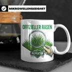 Rasen Inspektor Tasse mit Spruch für Gärtner & Rasenpapst. L – Weiß [farbe:weiß]