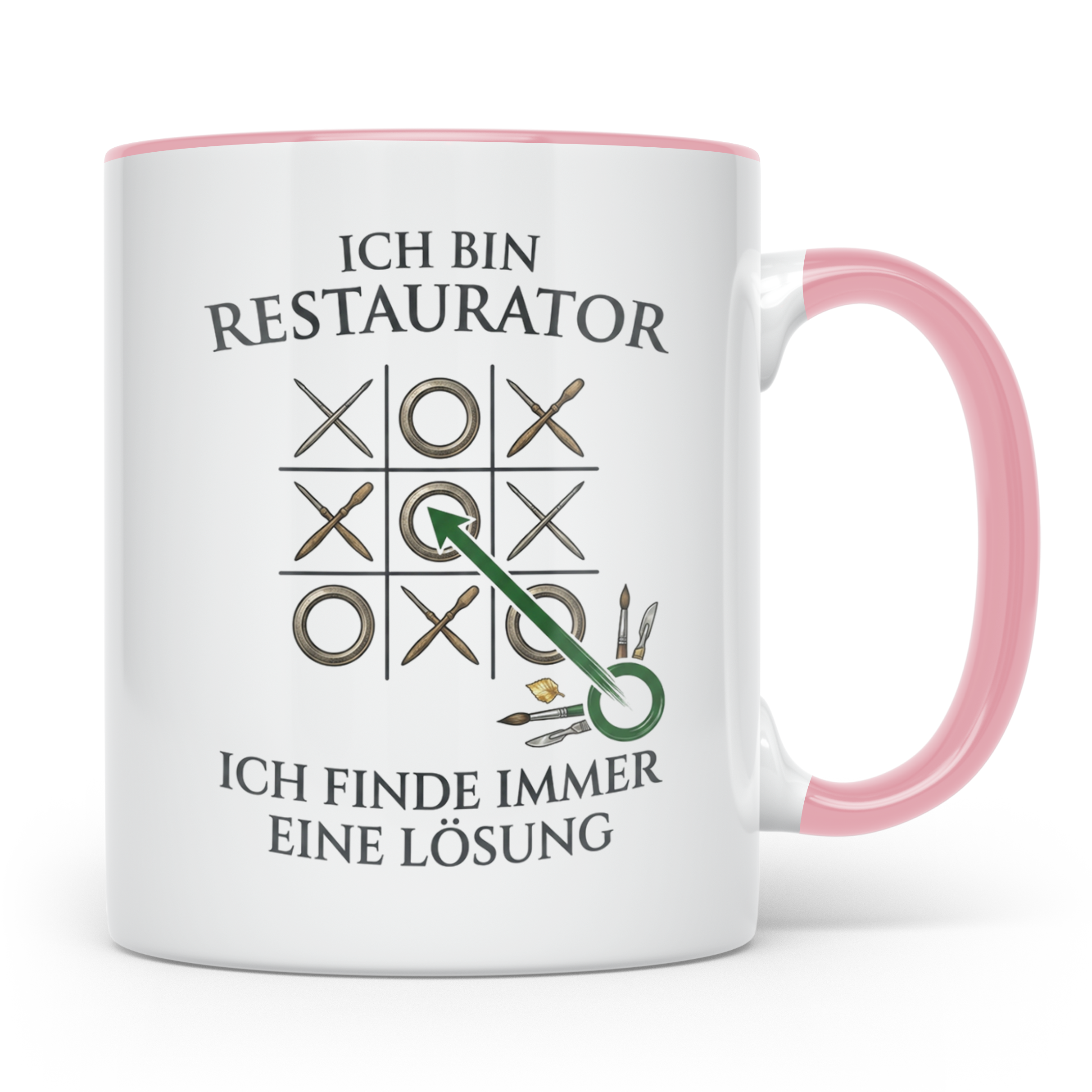 Restaurator Tasse mit Spruch 'Ich finde immer eine Lösung' K – Rosa [farbe:rosa]