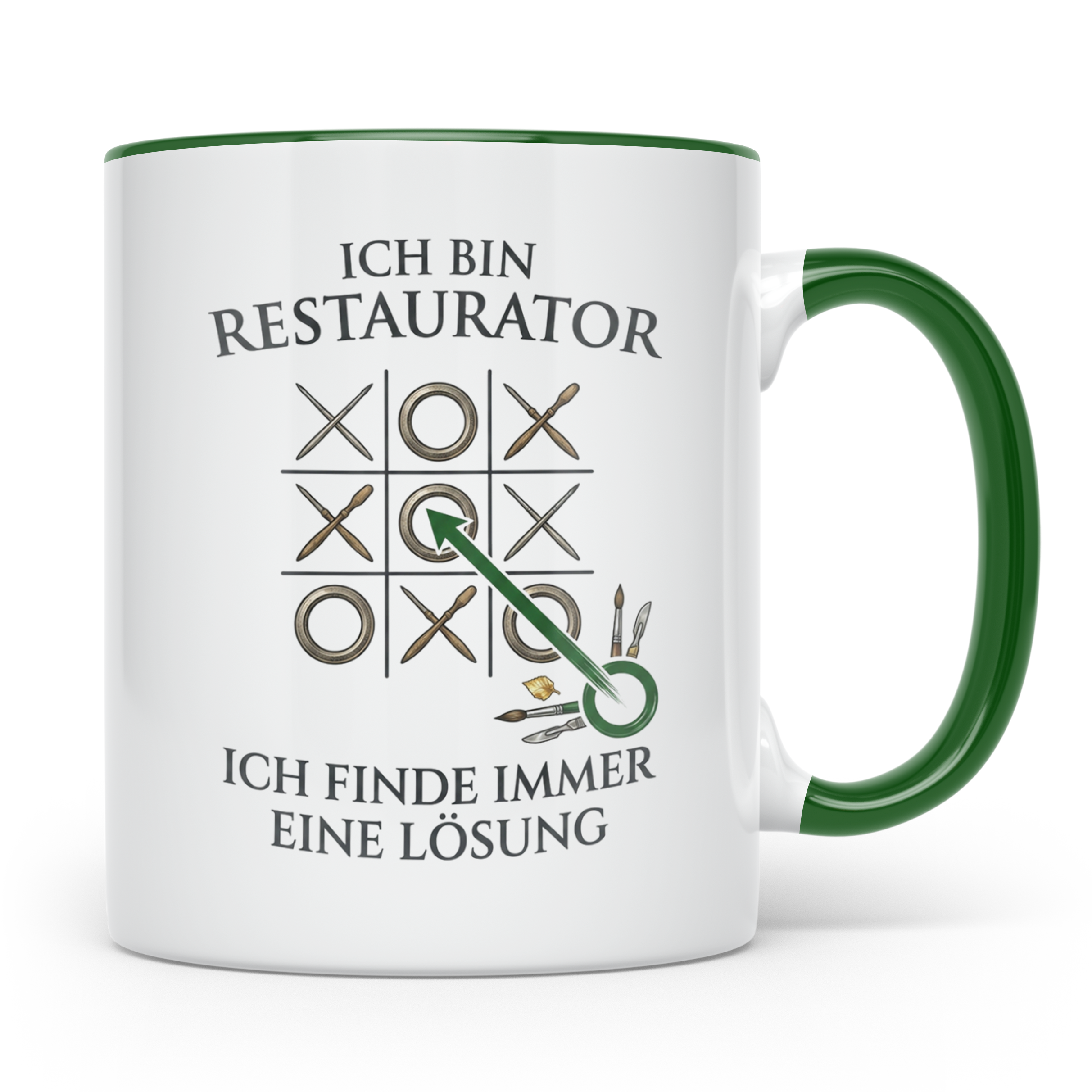 Restaurator Tasse mit Spruch 'Ich finde immer eine Lösung' K – Grün [farbe:grün]