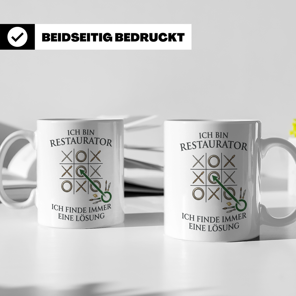 Restaurator Tasse mit Spruch 'Ich finde immer eine Lösung' K – Weiß [farbe:weiß]