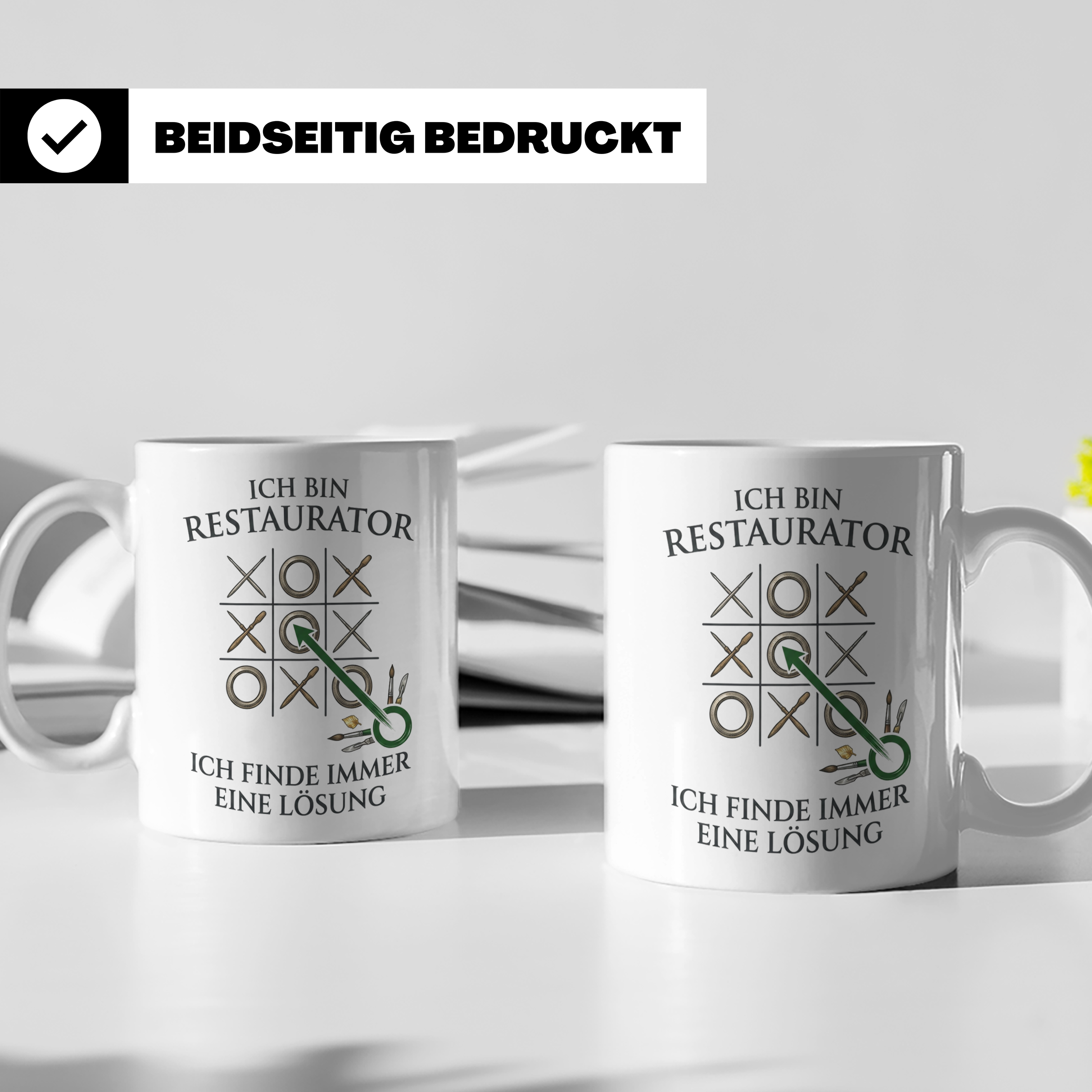 Restaurator Tasse mit Spruch 'Ich finde immer eine Lösung' K – Weiß [farbe:weiß]