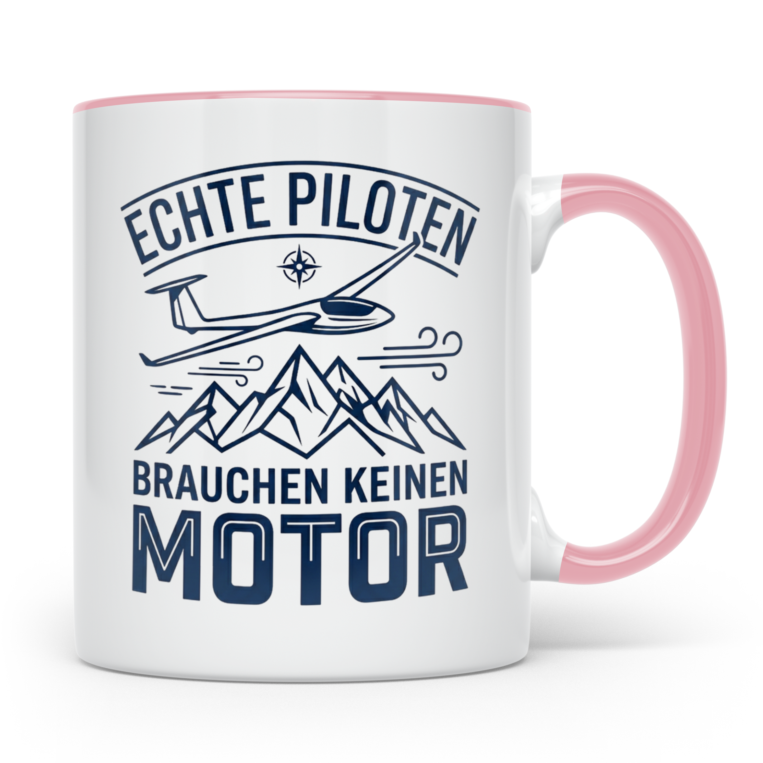 Segelflieger Tasse mit Spruch Echte Piloten brauchen keinen  – Rosa [farbe:rosa]