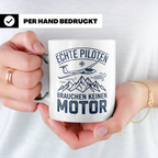 Segelflieger Tasse mit Spruch Echte Piloten brauchen keinen  – Weiß [farbe:weiß]