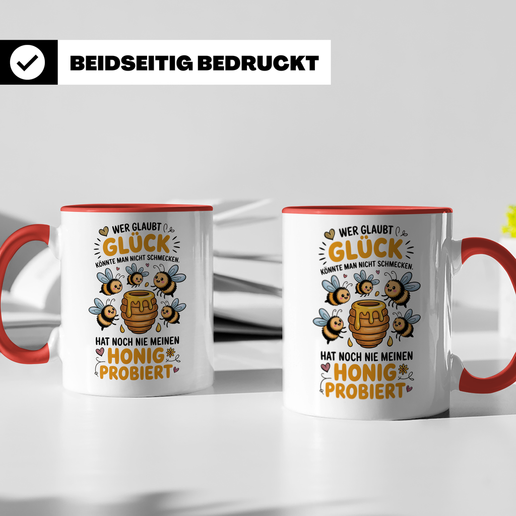Honig Bienen Tasse Imker Spruch Geschenkidee - Wer mein Honig probiert hat, kennt Glück! Lustiges Imkergeschenk für Männer & Frauen