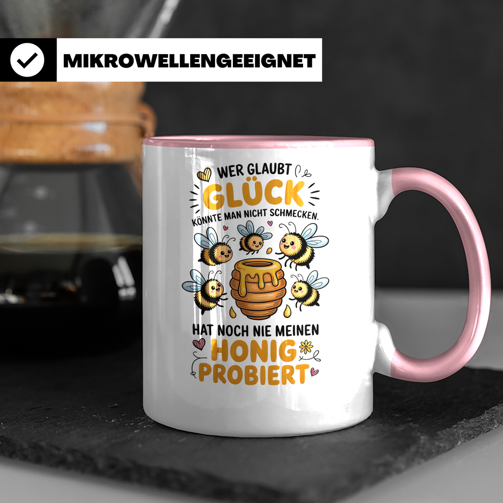 Honig Bienen Tasse Imker Spruch Geschenkidee - Wer mein Honig probiert hat, kennt Glück! Lustiges Imkergeschenk für Männer & Frauen