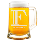 Personalisiertes Bierkrug mit Monogramm – Elegantes Geschenk für Männer, Monogramm F Bierkrug für Freunde, Ideal für Geburtstagsgeschenke