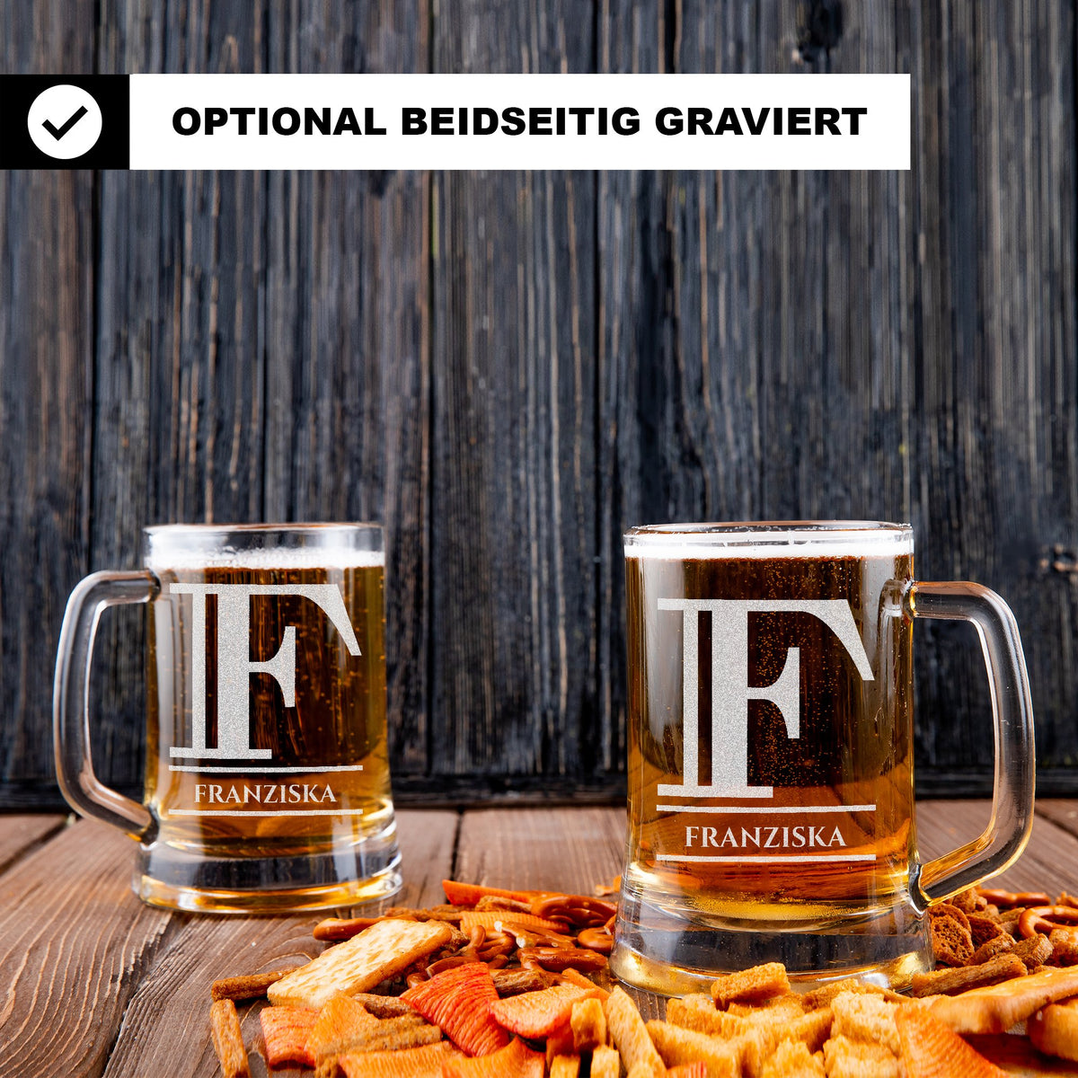 Personalisiertes Bierkrug mit Monogramm – Elegantes Geschenk für Männer, Monogramm F Bierkrug für Freunde, Ideal für Geburtstagsgeschenke