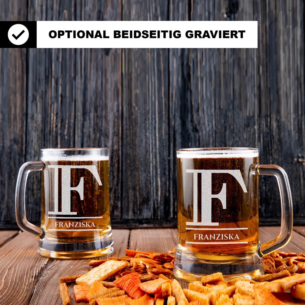 Personalisiertes Bierkrug mit Monogramm – Elegantes Geschenk für Männer, Monogramm F Bierkrug für Freunde, Ideal für Geburtstagsgeschenke