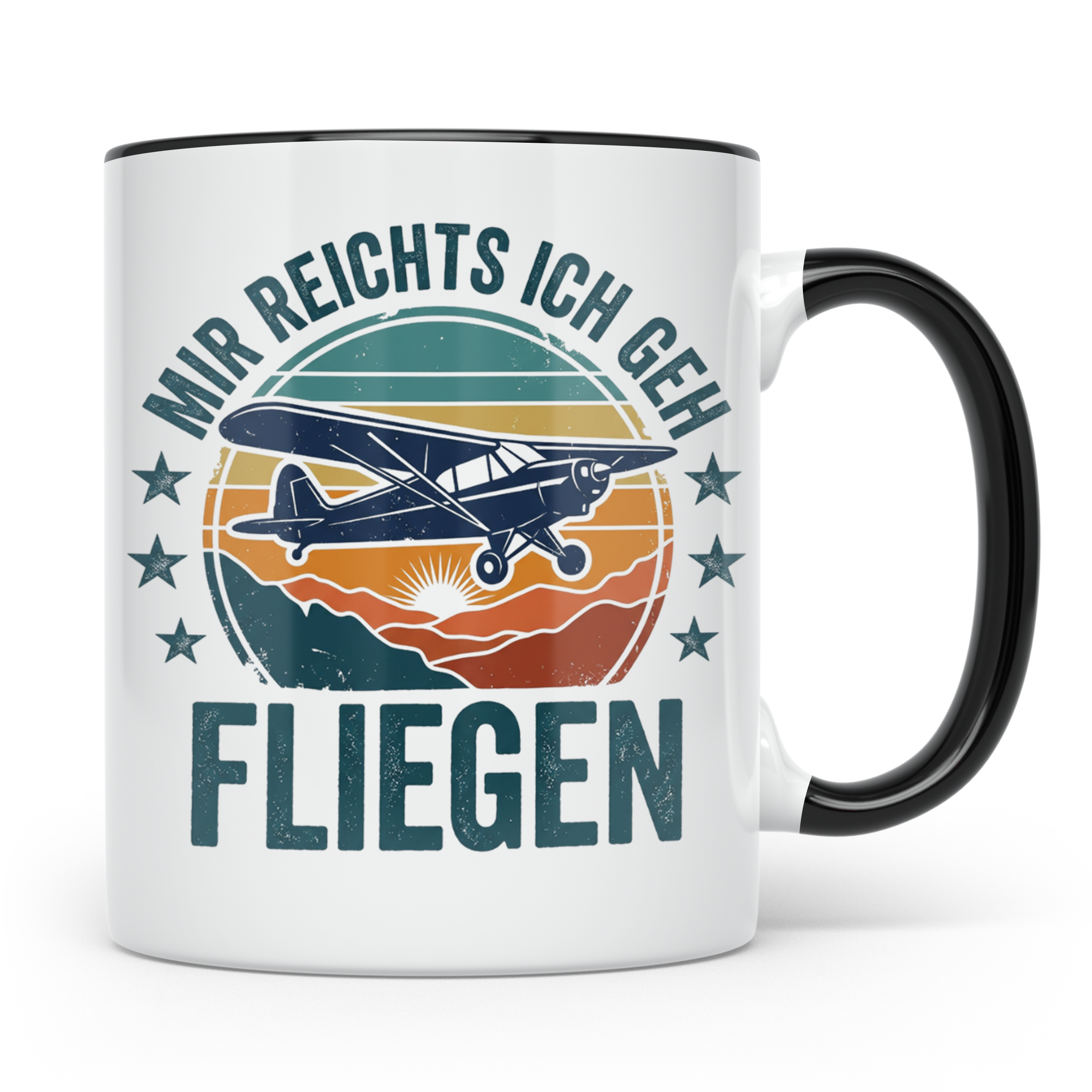 Piloten Tasse mit Spruch 'Mir reichts ich geh fliegen' | Ges – Schwarz [farbe:schwarz]