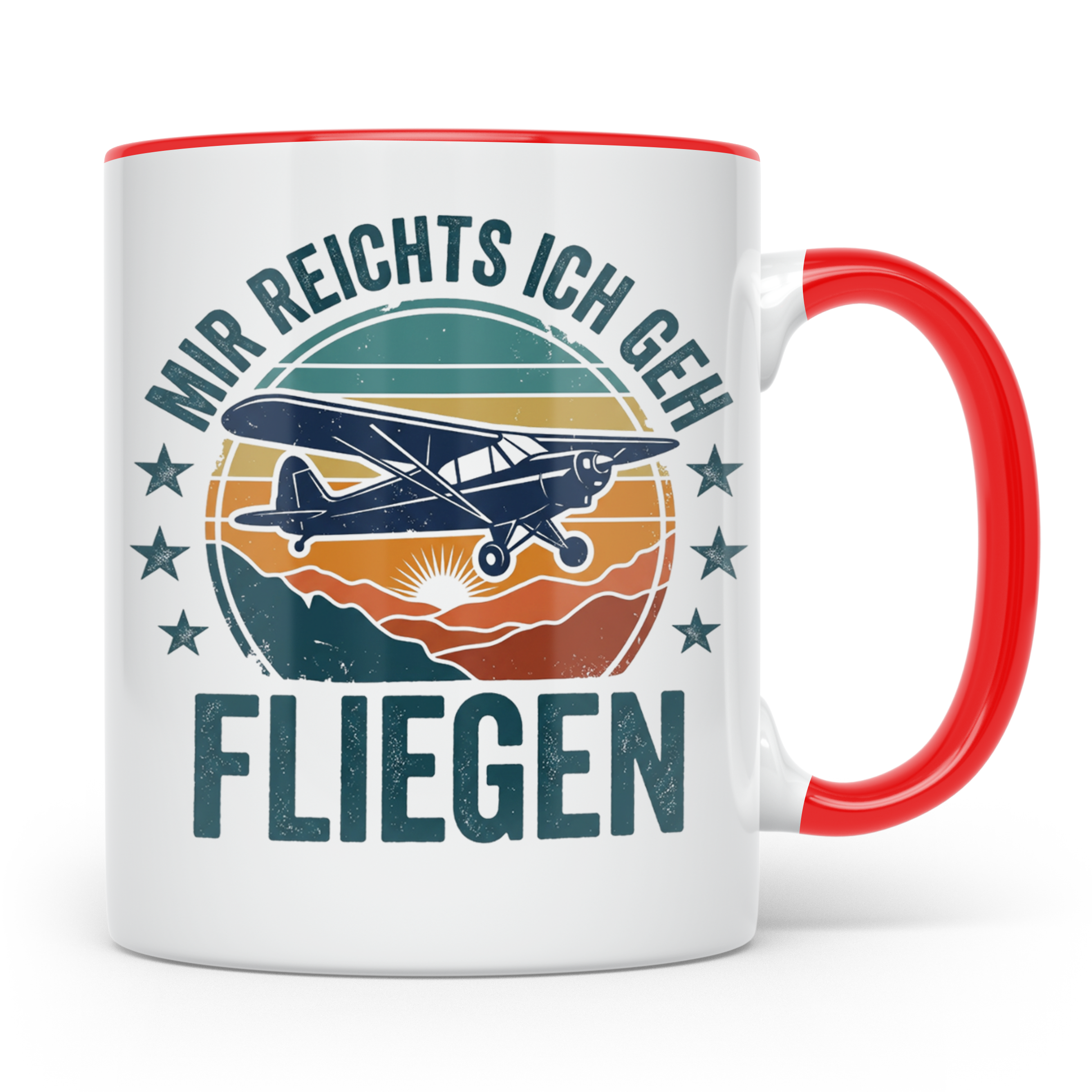 Piloten Tasse mit Spruch 'Mir reichts ich geh fliegen' | Ges – Rot [farbe:rot]