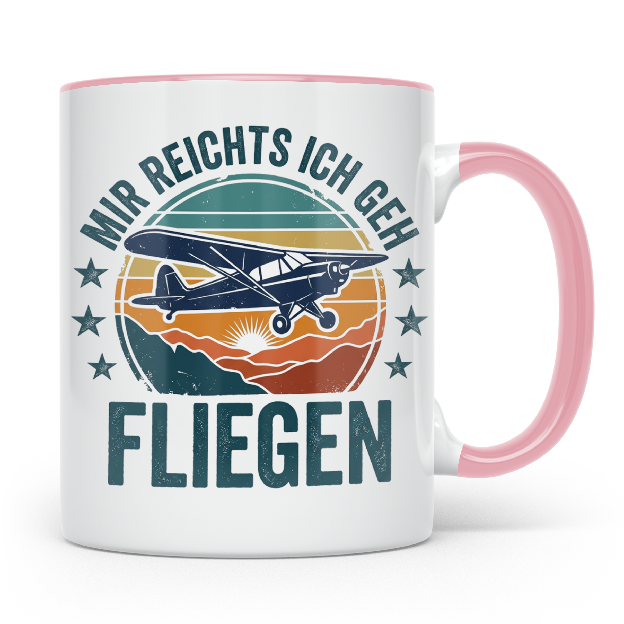 Piloten Tasse mit Spruch 'Mir reichts ich geh fliegen' | Ges – Rosa [farbe:rosa]