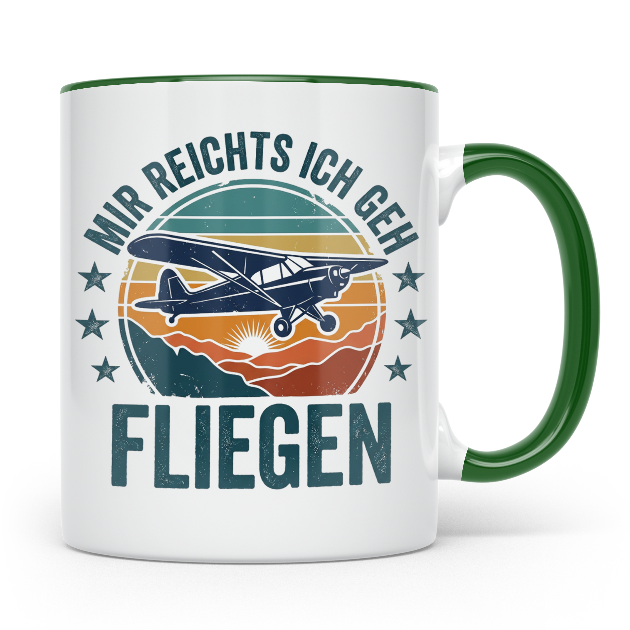 Piloten Tasse mit Spruch 'Mir reichts ich geh fliegen' | Ges – Grün [farbe:grün]