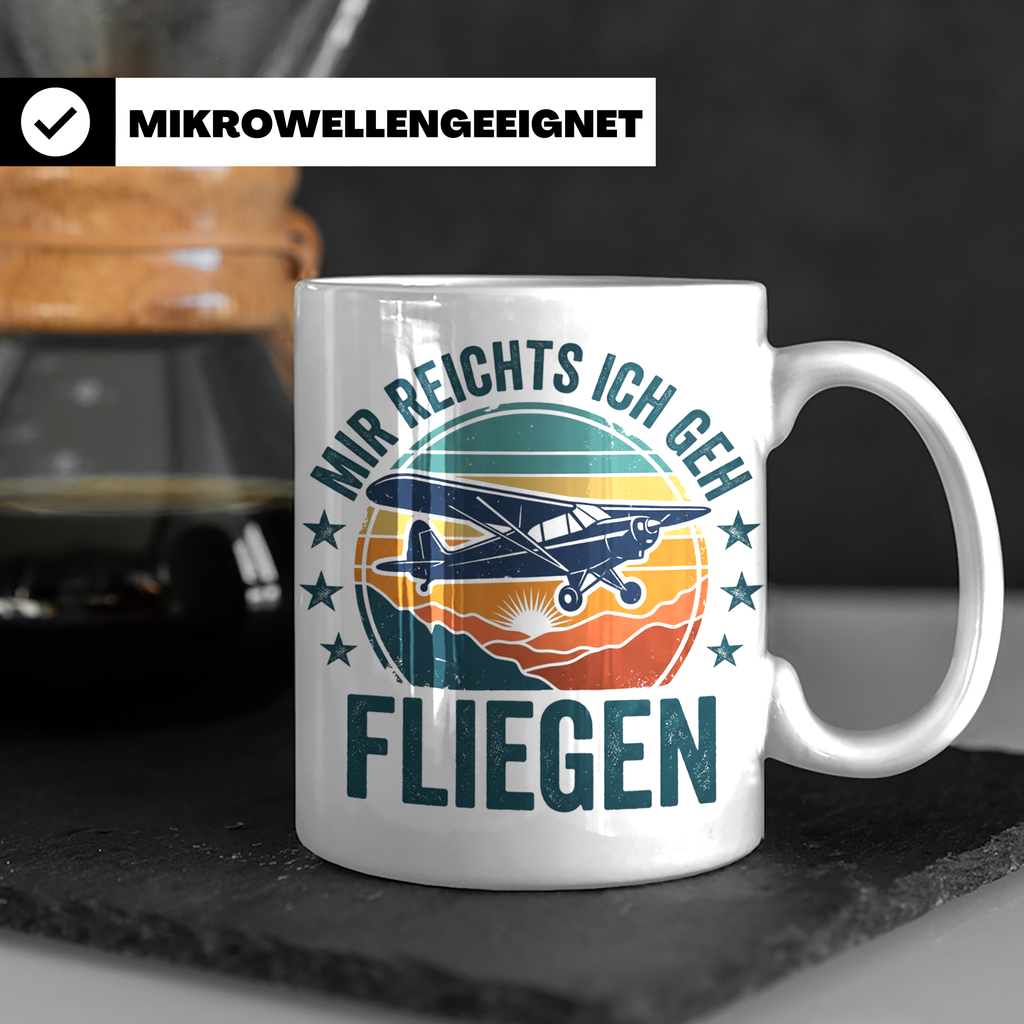 Piloten Tasse mit Spruch 'Mir reichts ich geh fliegen' | Ges – Weiß [farbe:weiß]