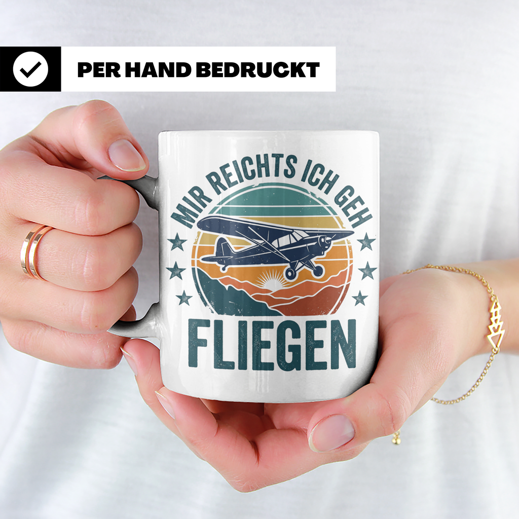 Piloten Tasse mit Spruch 'Mir reichts ich geh fliegen' | Ges – Weiß [farbe:weiß]