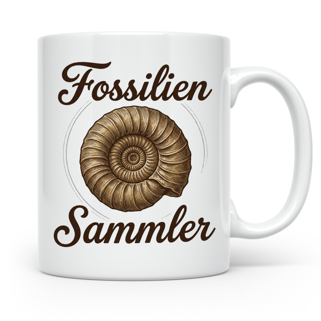 Fossilien Sammler Tasse mit Ammonit Motiv, Paläontologie Ges – Weiß [farbe:weiß]