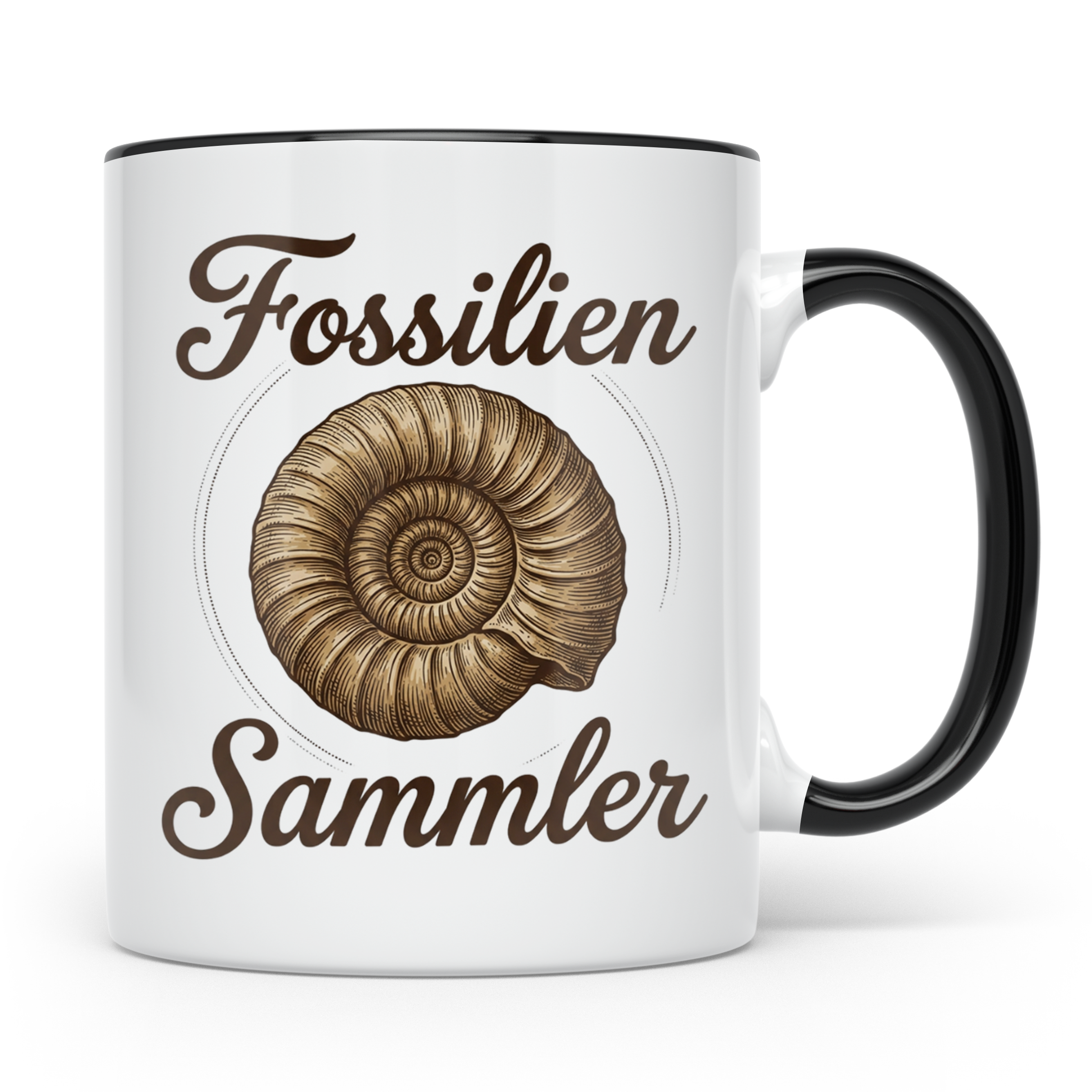 Fossilien Sammler Tasse mit Ammonit Motiv, Paläontologie Ges – Schwarz [farbe:schwarz]