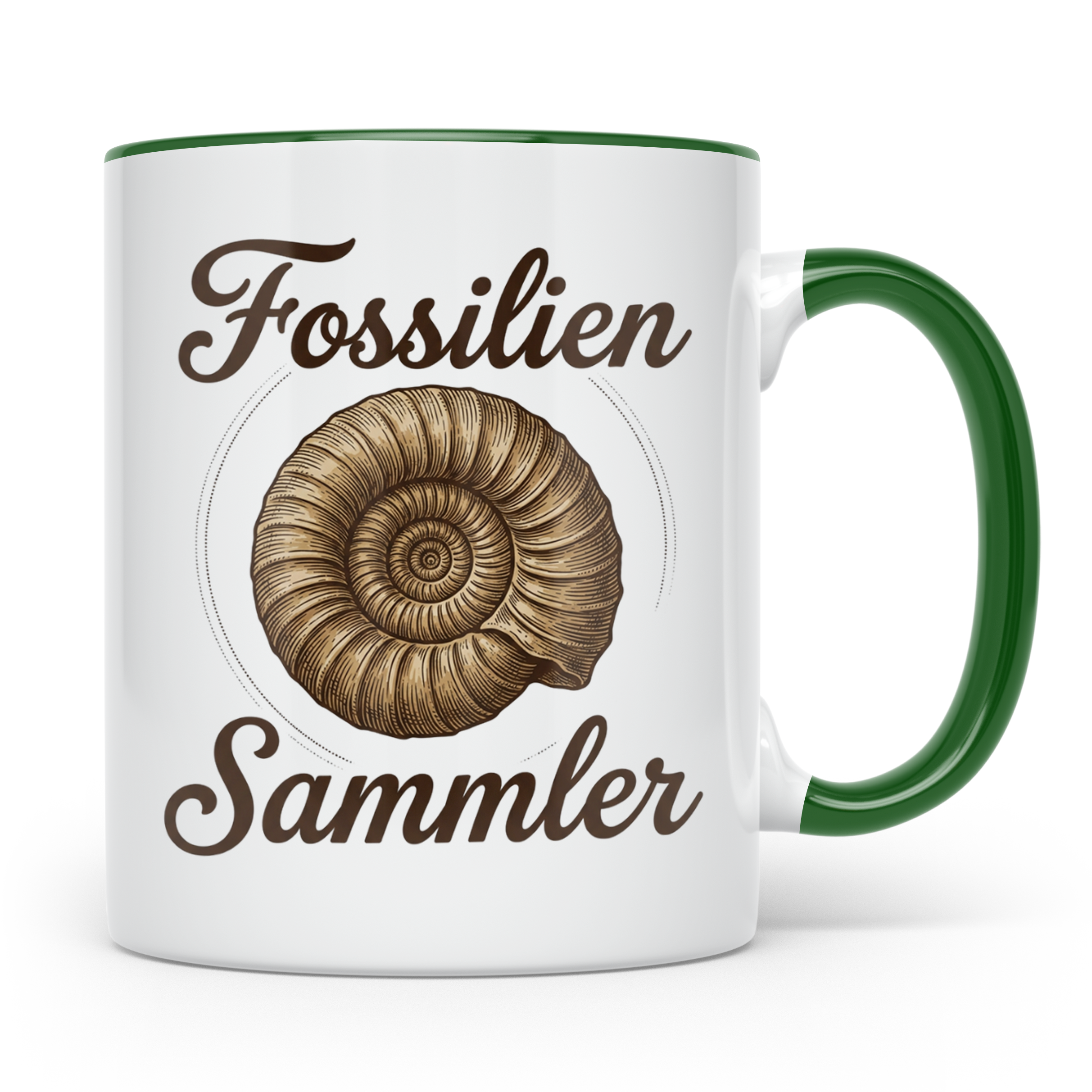 Fossilien Sammler Tasse mit Ammonit Motiv, Paläontologie Ges – Grün [farbe:grün]