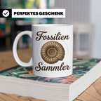 Fossilien Sammler Tasse mit Ammonit Motiv, Paläontologie Ges – Weiß [farbe:weiß]