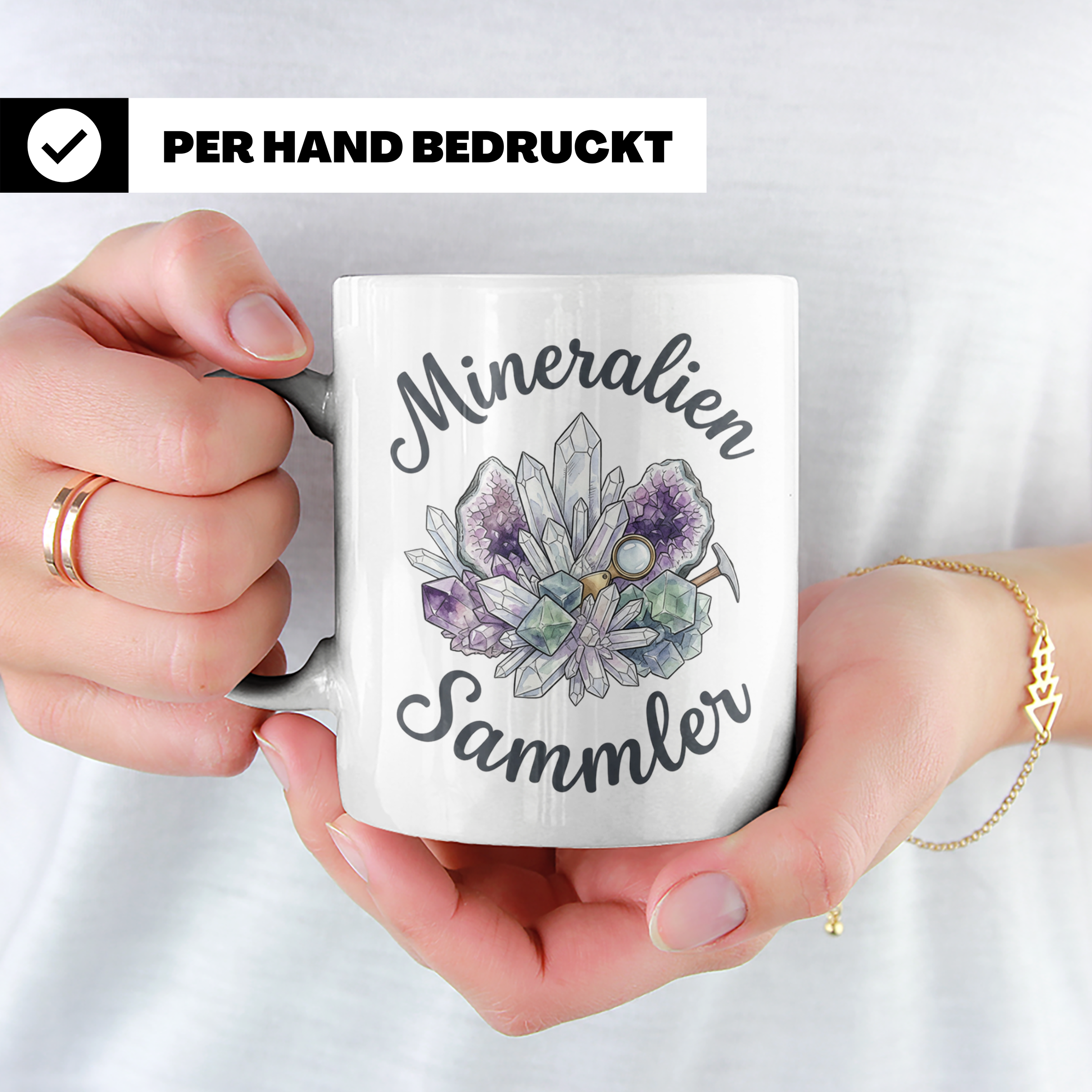 Mineralien Sammler Tasse für Geologen & Steine Sammler | Kaf – Weiß [farbe:weiß]