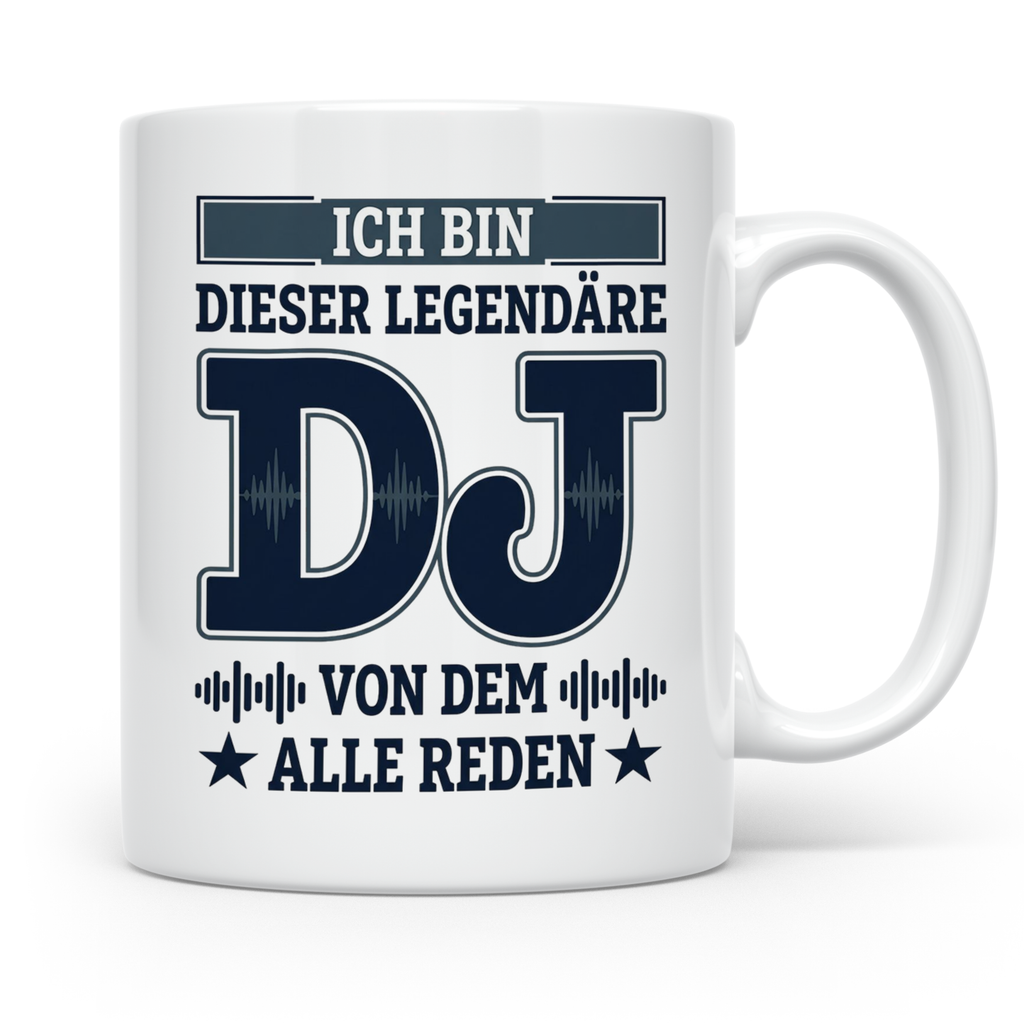 DJ Tasse Legendärer Disc Jockey Spruch für Plattenleger Kaff – Weiß [farbe:weiß]