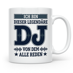 DJ Tasse Legendärer Disc Jockey Spruch für Plattenleger Kaff – Weiß [farbe:weiß]