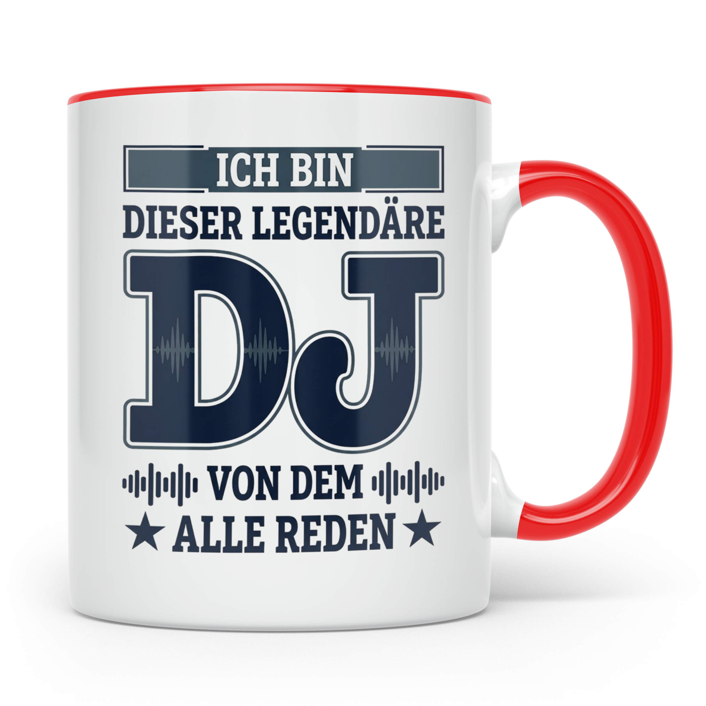 DJ Tasse Legendärer Disc Jockey Spruch für Plattenleger Kaff – Rot [farbe:rot]