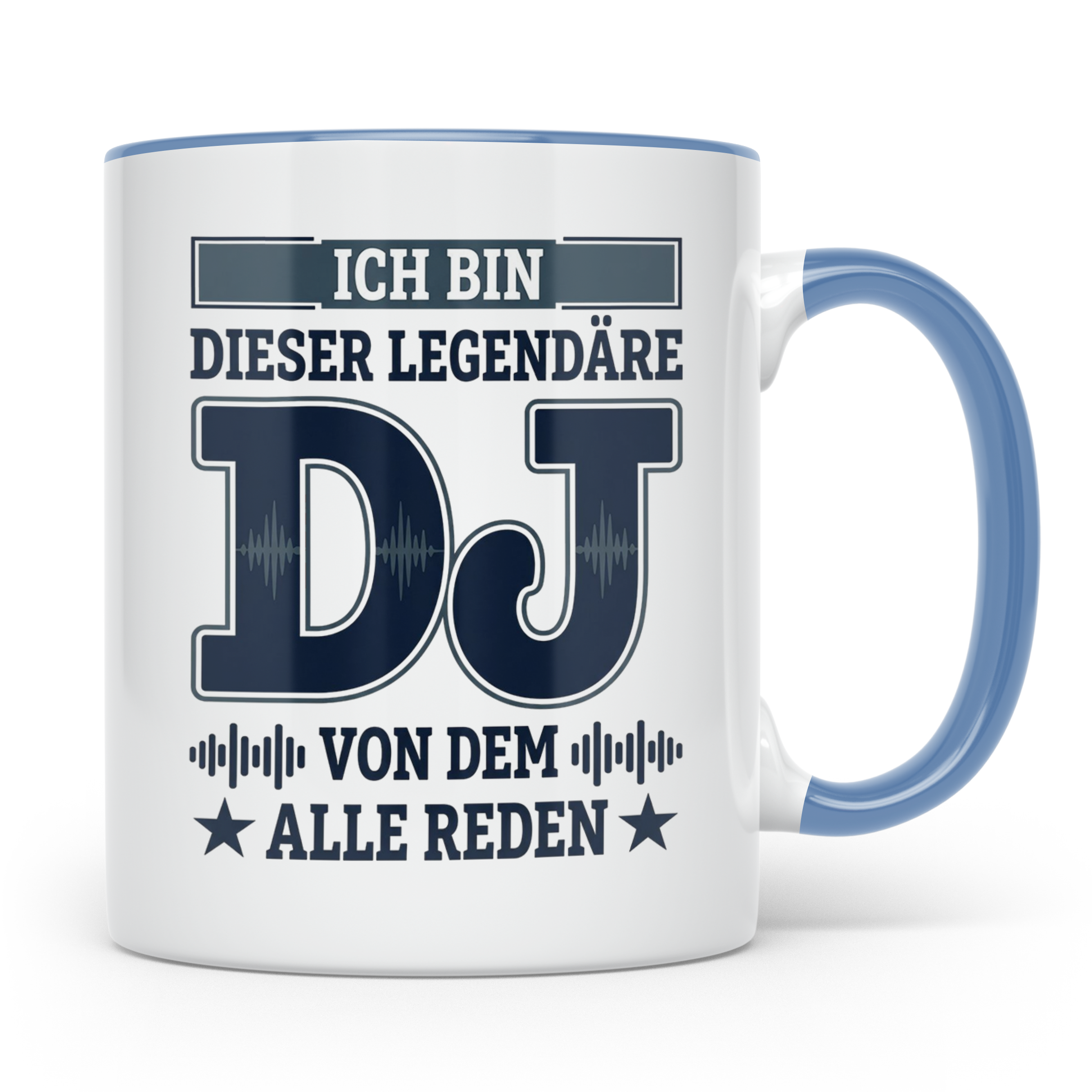 DJ Tasse Legendärer Disc Jockey Spruch für Plattenleger Kaff – Blau [farbe:blau]
