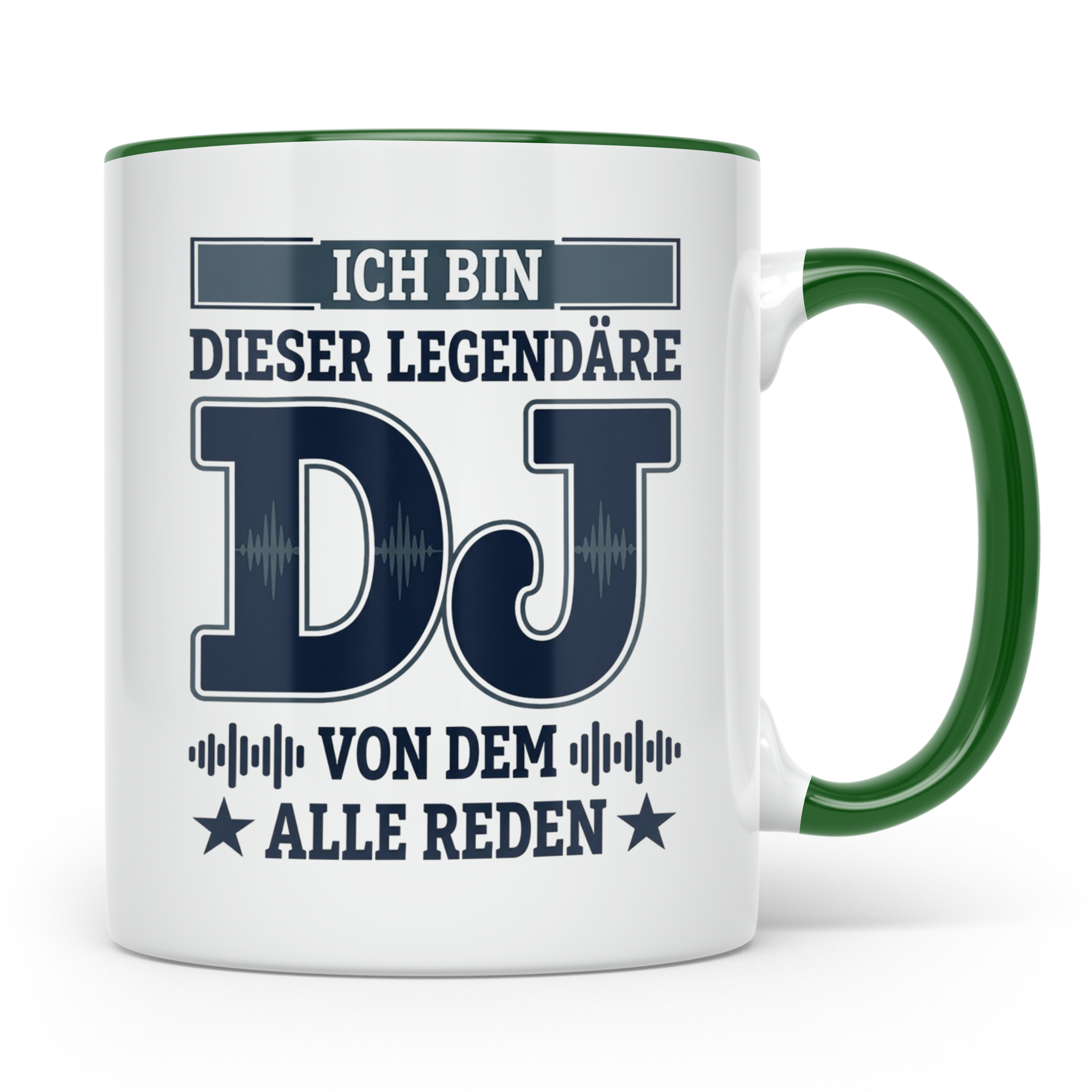 DJ Tasse Legendärer Disc Jockey Spruch für Plattenleger Kaff – Grün [farbe:grün]