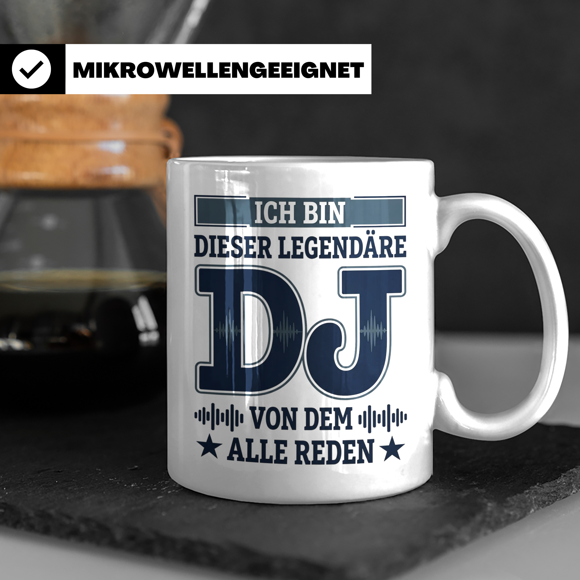 DJ Tasse Legendärer Disc Jockey Spruch für Plattenleger Kaff – Weiß [farbe:weiß]