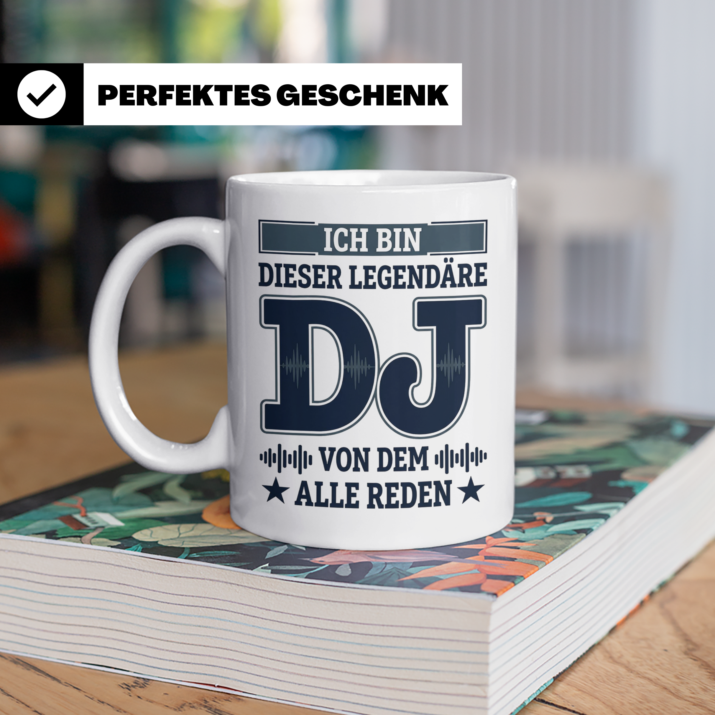 DJ Tasse Legendärer Disc Jockey Spruch für Plattenleger Kaff – Weiß [farbe:weiß]
