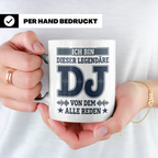 DJ Tasse Legendärer Disc Jockey Spruch für Plattenleger Kaff – Weiß [farbe:weiß]
