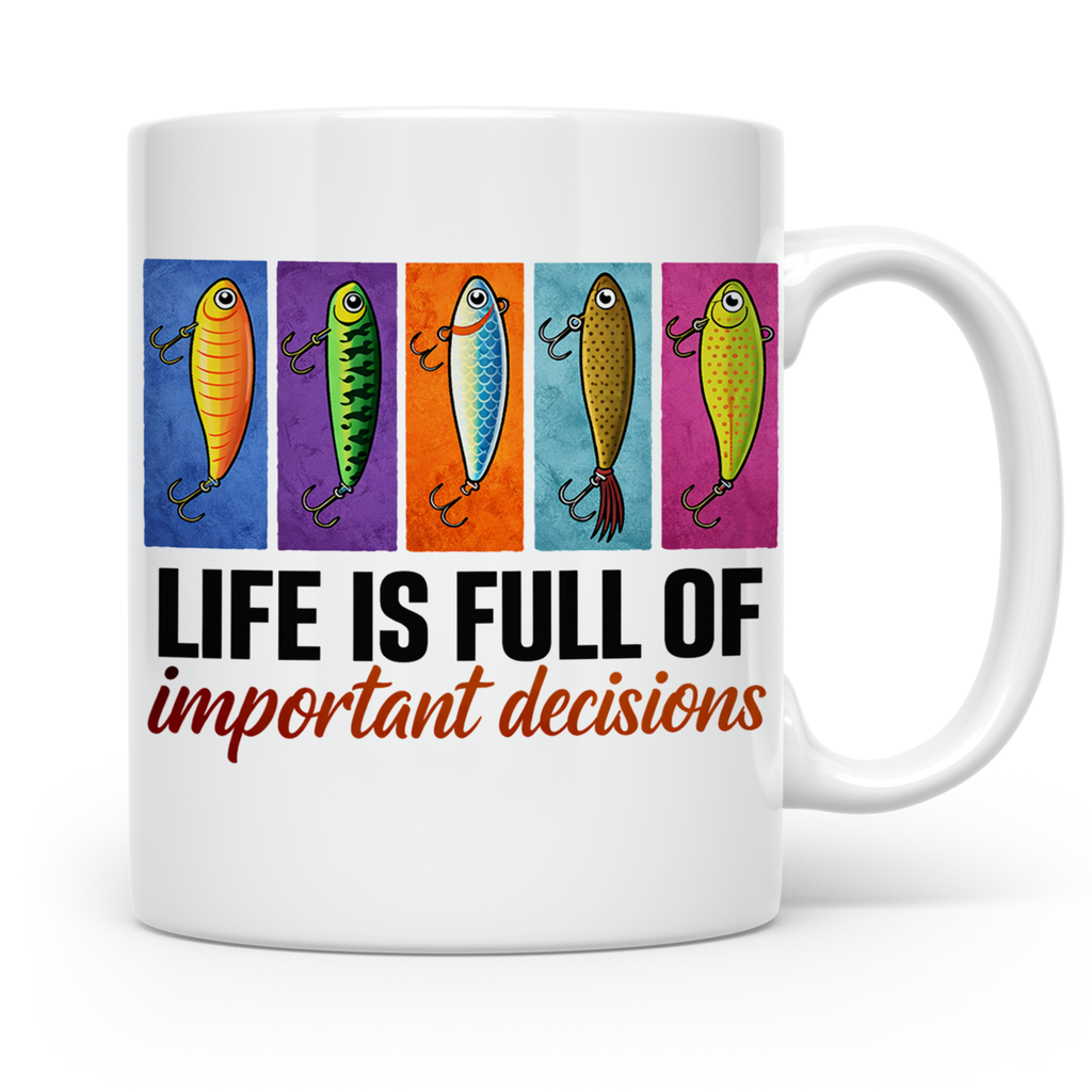 Angler Tasse mit Angelköder Spruch: Das Leben ist voller wic – Weiß [farbe:weiß]