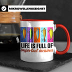 Angler Tasse mit Angelköder Spruch: Das Leben ist voller wic – Rot [farbe:rot]