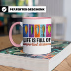 Angler Tasse mit Angelköder Spruch: Das Leben ist voller wic – Rosa [farbe:rosa]