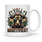 Voll Muhtiviert Tasse mit Kuh Spruch, Geschenk für Landwirt, – Weiß [farbe:weiß]
