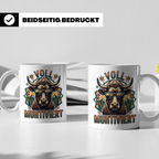 Voll Muhtiviert Tasse mit Kuh Spruch, Geschenk für Landwirt, – Weiß [farbe:weiß]