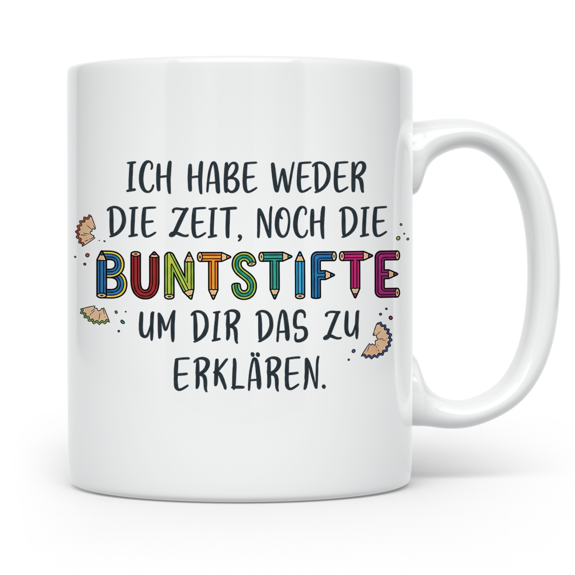 Buntstifte Spruch Tasse für Lehrer Erzieher Büro | Weder Zei – Weiß [farbe:weiß]