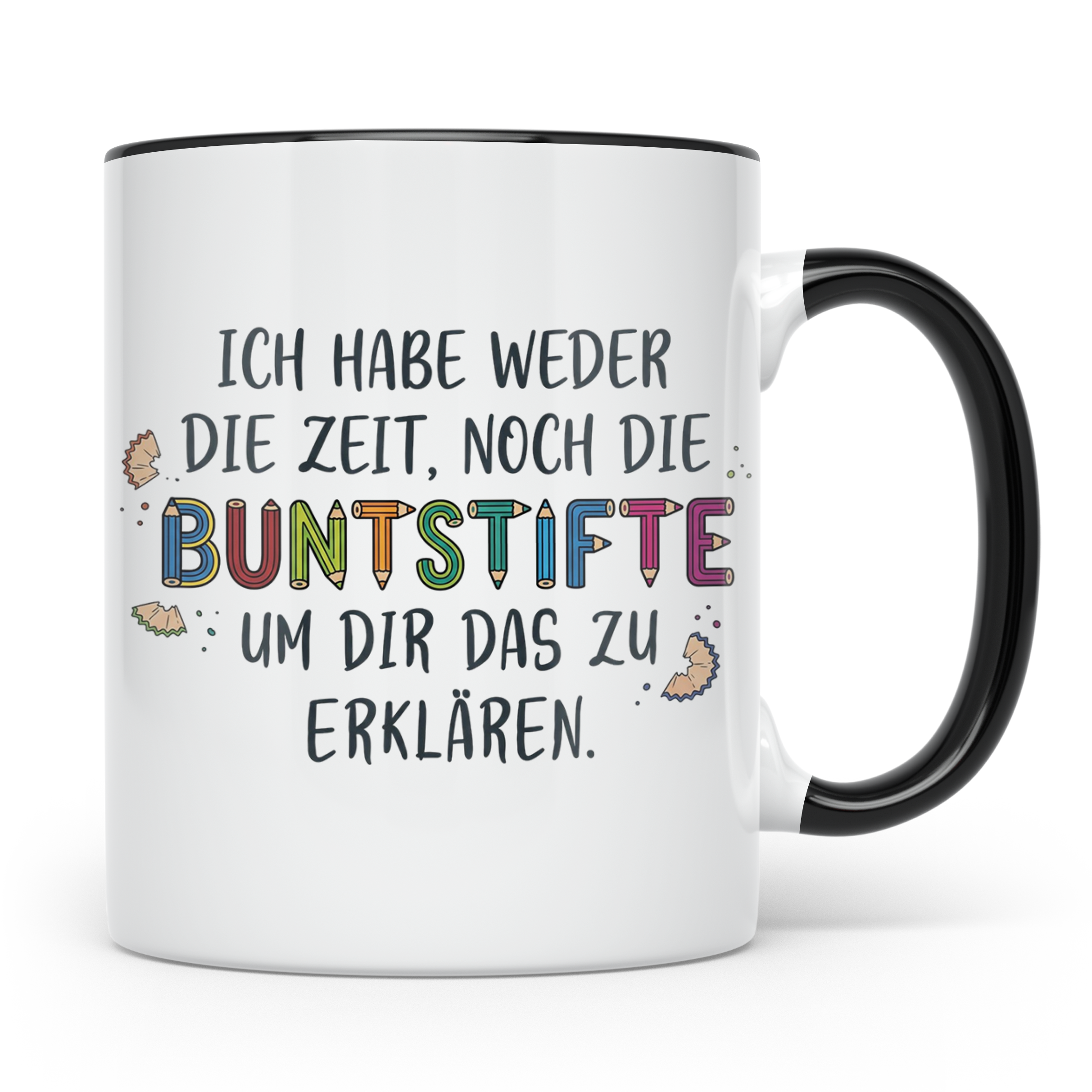 Buntstifte Spruch Tasse für Lehrer Erzieher Büro | Weder Zei – Schwarz [farbe:schwarz]
