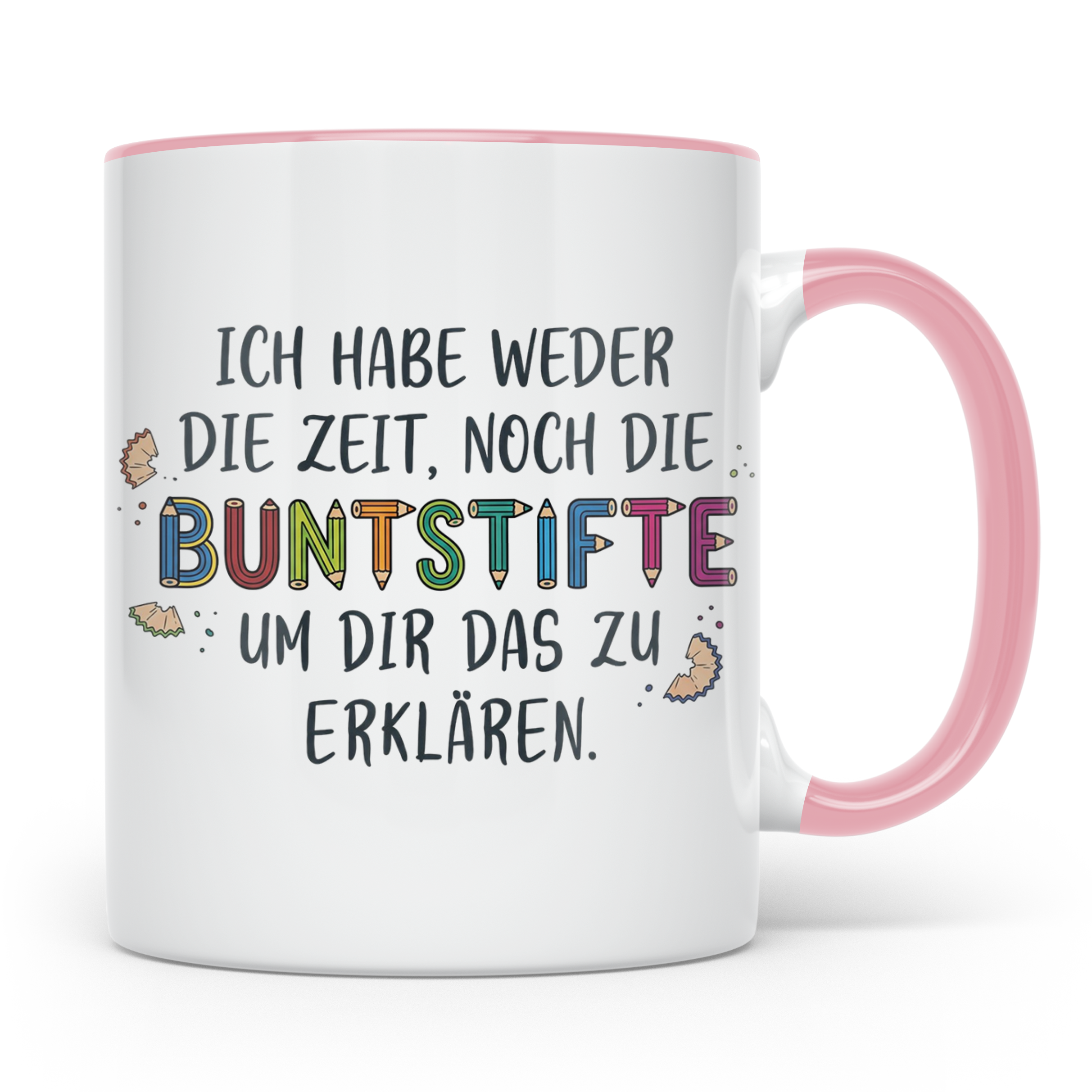 Buntstifte Spruch Tasse für Lehrer Erzieher Büro | Weder Zei – Rosa [farbe:rosa]