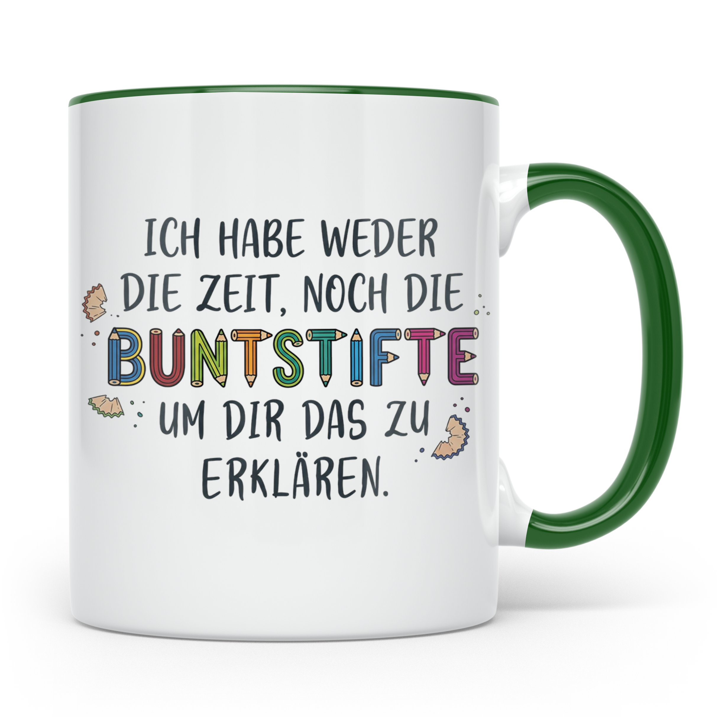 Buntstifte Spruch Tasse für Lehrer Erzieher Büro | Weder Zei – Grün [farbe:grün]