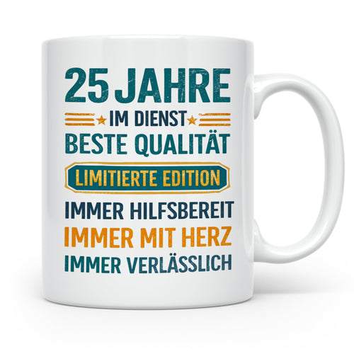 25 Jahre Dienstjubiläum Tasse Geschenk für Kollege Mitarbeit – Weiß [farbe:weiß]