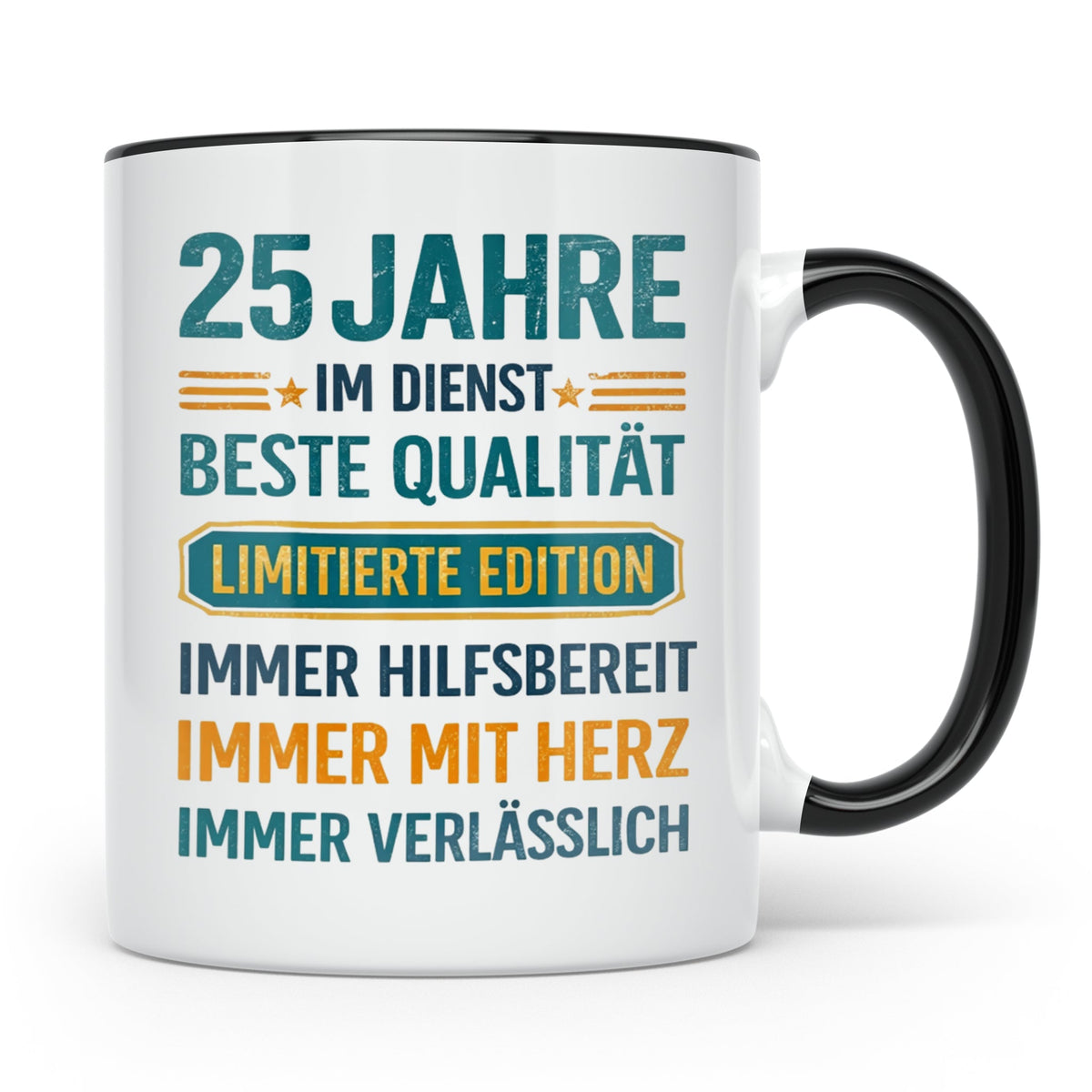 25 Jahre Dienstjubiläum Tasse Geschenk für Kollege Mitarbeit – Schwarz [farbe:schwarz]