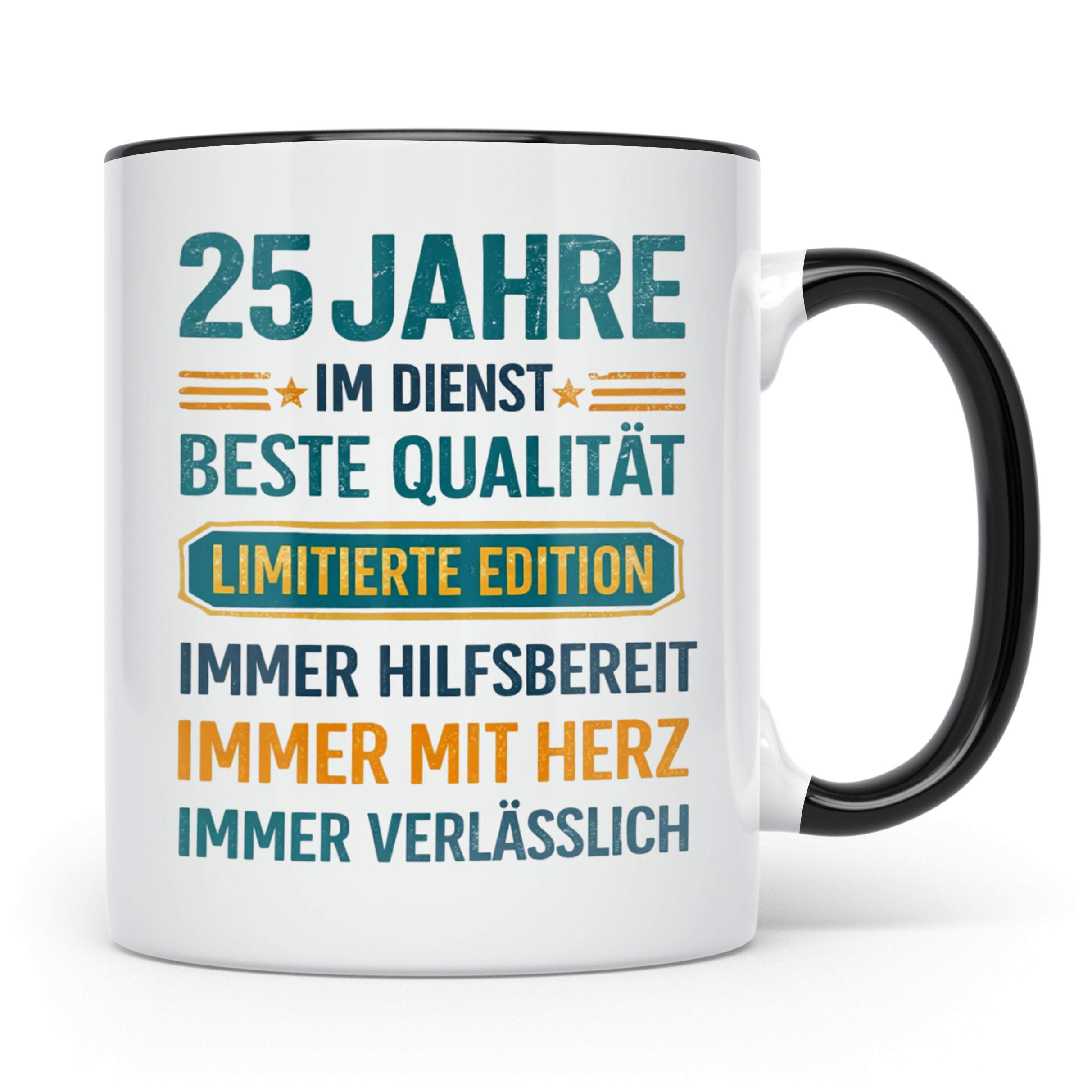 25 Jahre Dienstjubiläum Tasse Geschenk für Kollege Mitarbeit – Schwarz [farbe:schwarz]