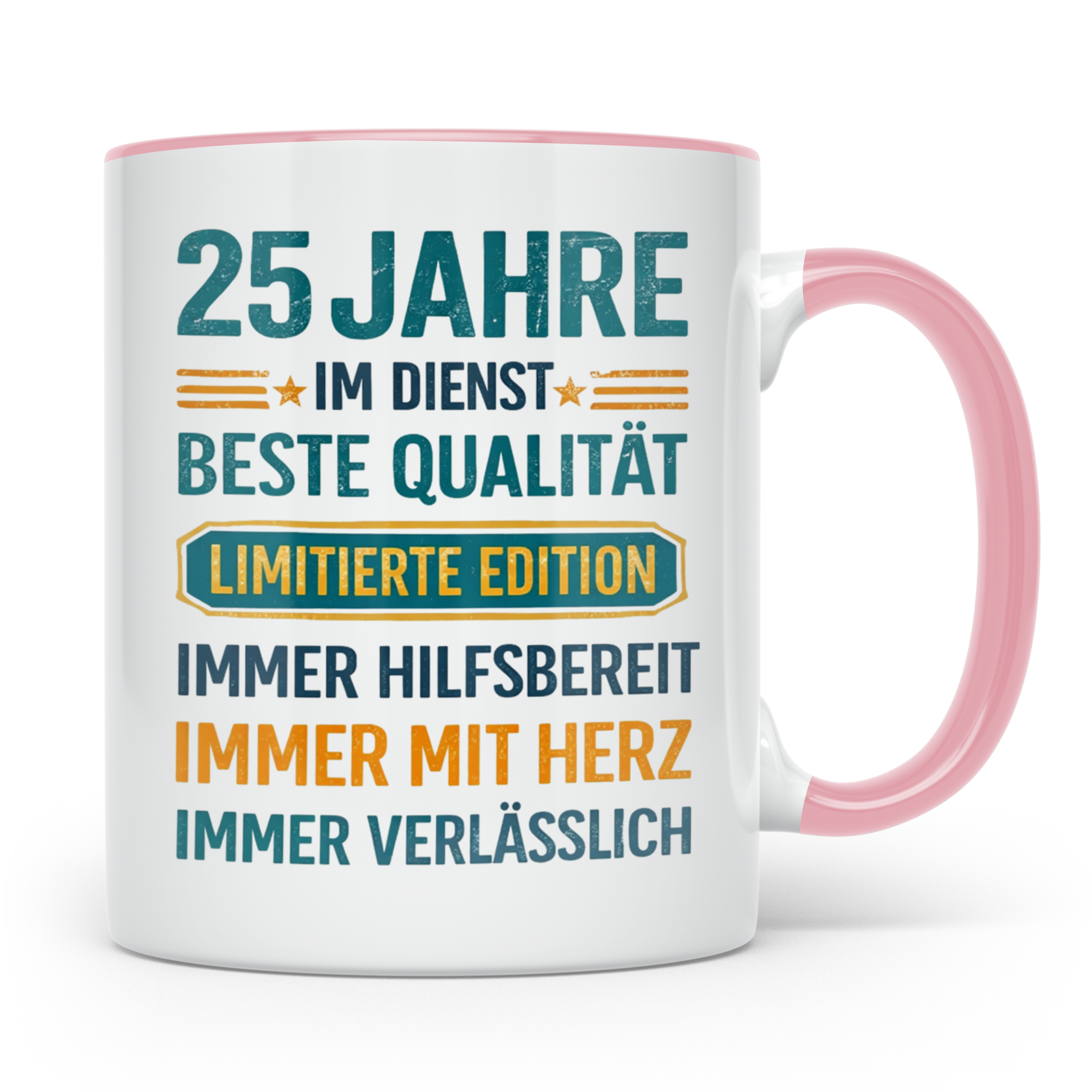 25 Jahre Dienstjubiläum Tasse Geschenk für Kollege Mitarbeit – Rosa [farbe:rosa]