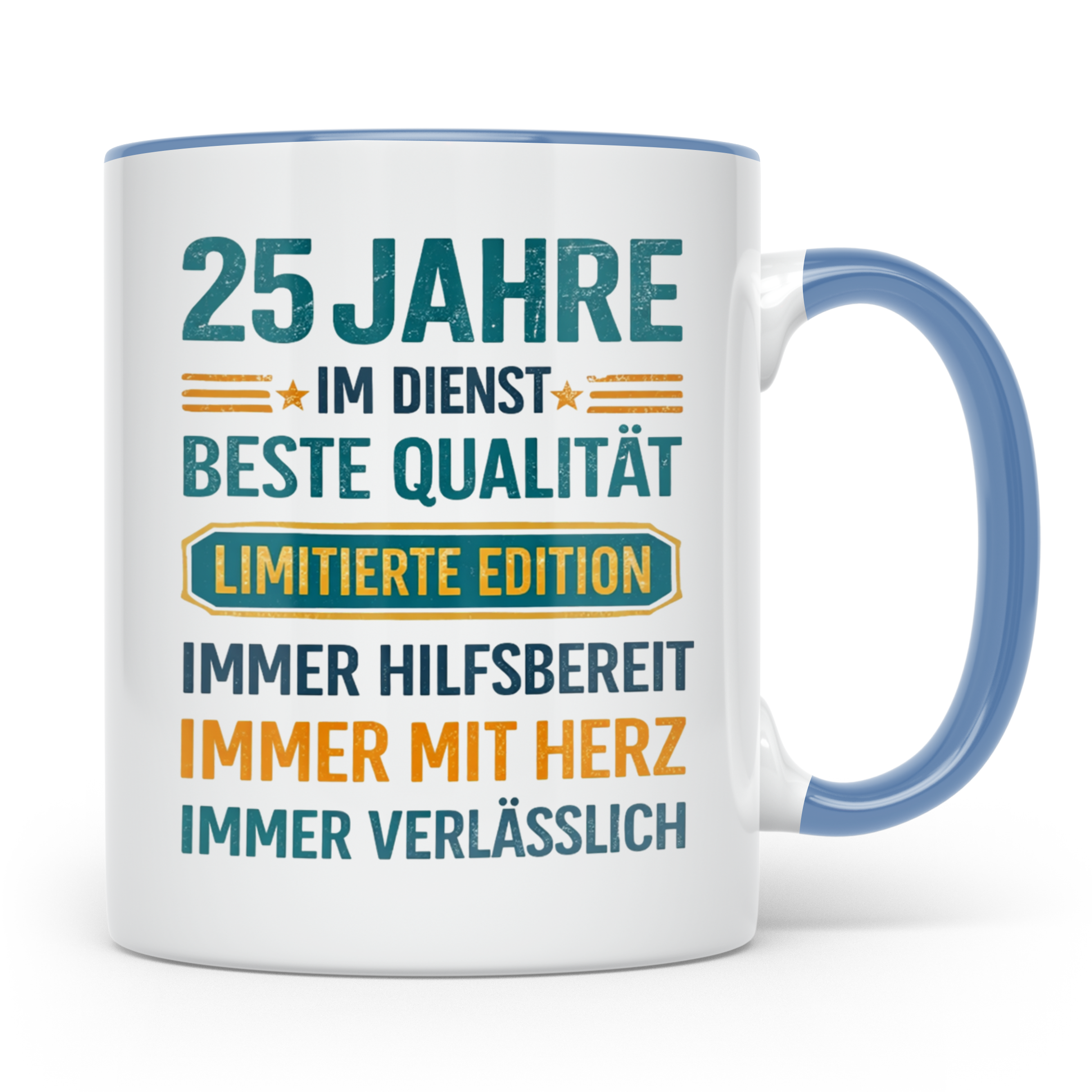 25 Jahre Dienstjubiläum Tasse Geschenk für Kollege Mitarbeit – Blau [farbe:blau]