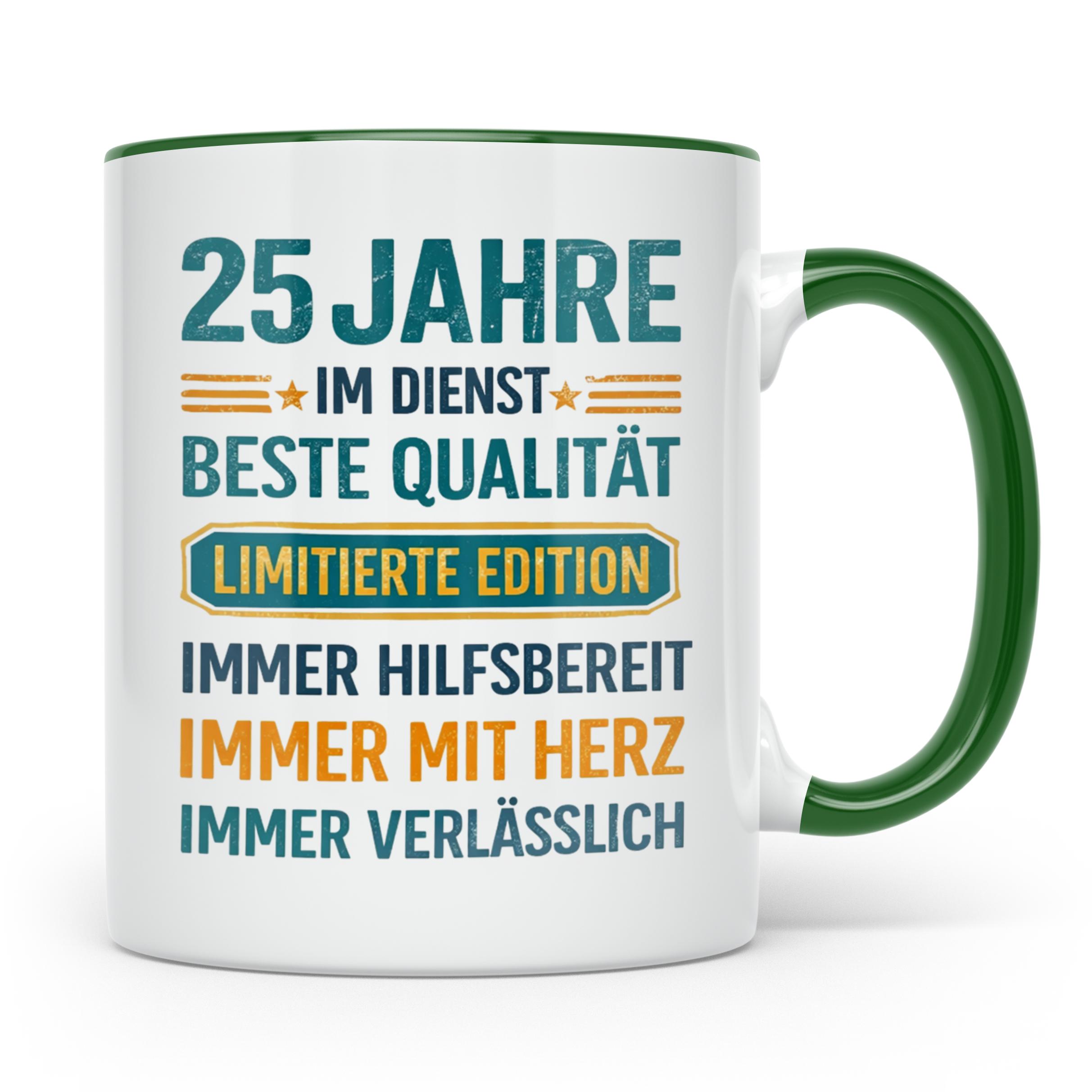 25 Jahre Dienstjubiläum Tasse Geschenk für Kollege Mitarbeit – Grün [farbe:grün]