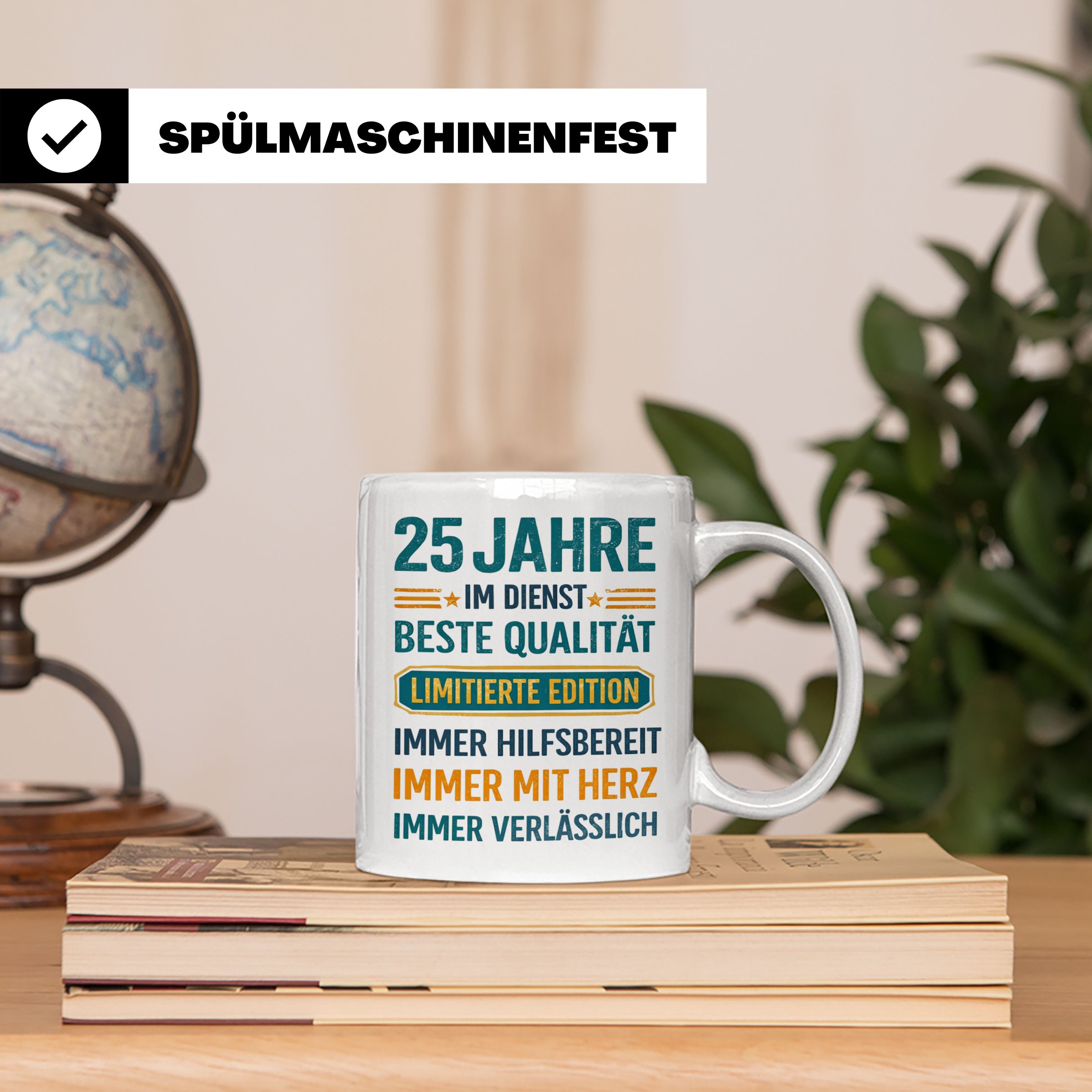 25 Jahre Dienstjubiläum Tasse Geschenk für Kollege Mitarbeit – Weiß [farbe:weiß]